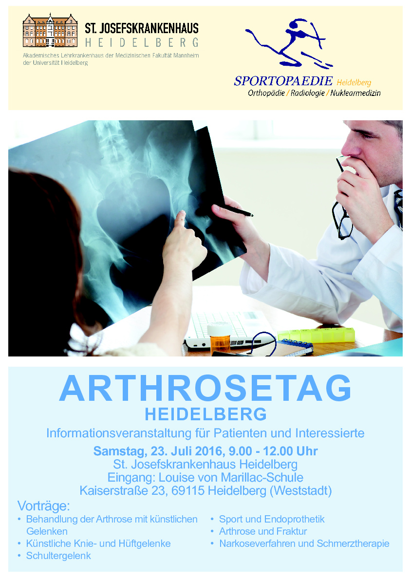 Arthrosetag 2016: 23. Juli 2016, 9:00 Uhr am St. Josefskrankenhaus