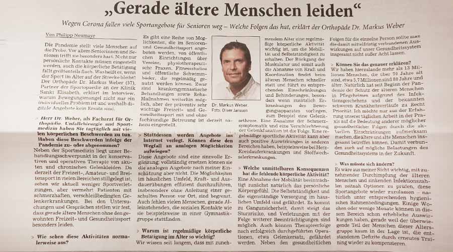 „Gerade ältere Menschen leiden“ – Dr. Markus Weber im RNZ-Interview